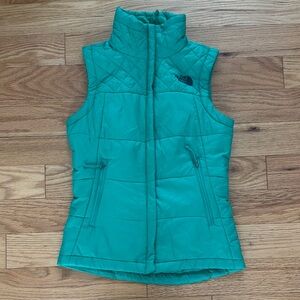The North Face Green and Navy Quilted Vest XS